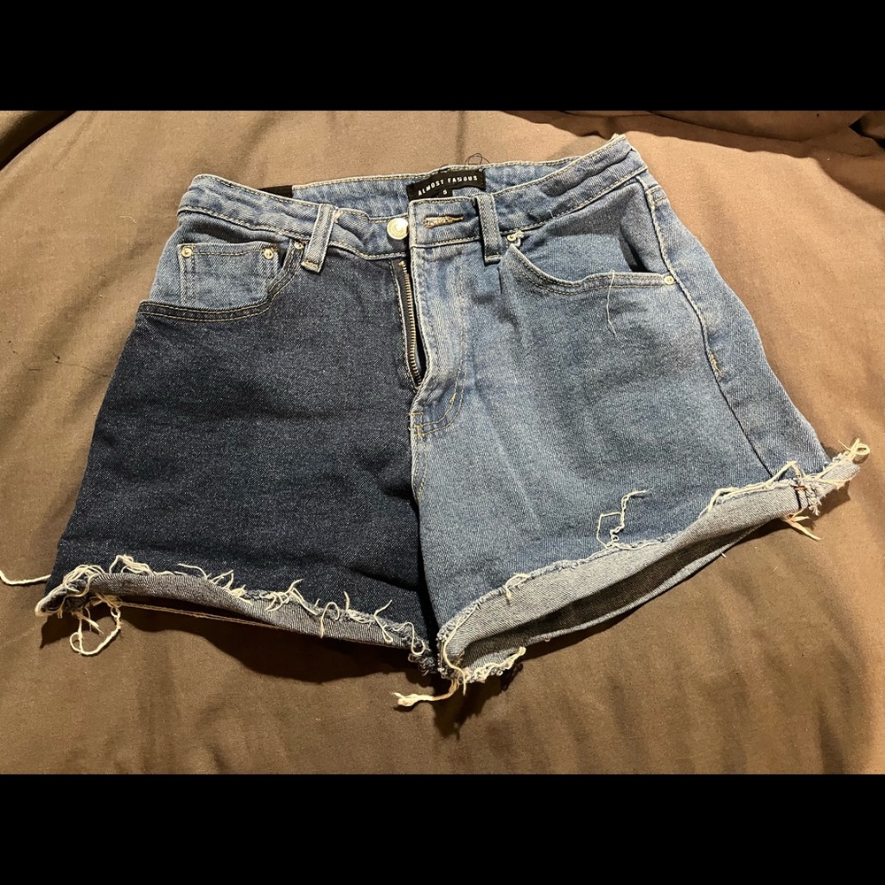 denim high rise shorts